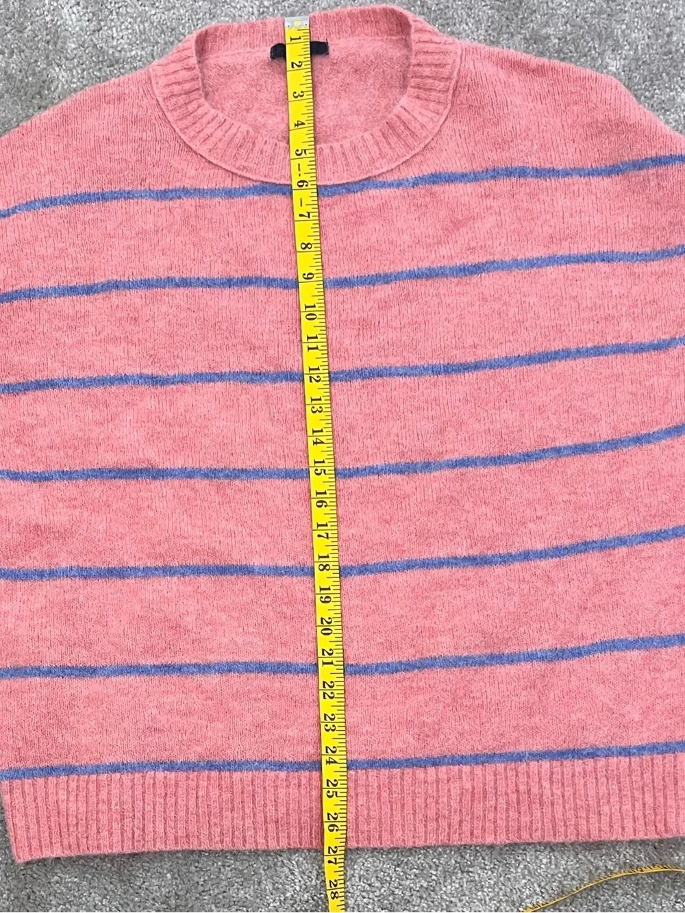 J.Crew Alpaca Merino Wool Striped Crewneck Sweater Pink Blue M